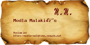 Modla Malakiás névjegykártya